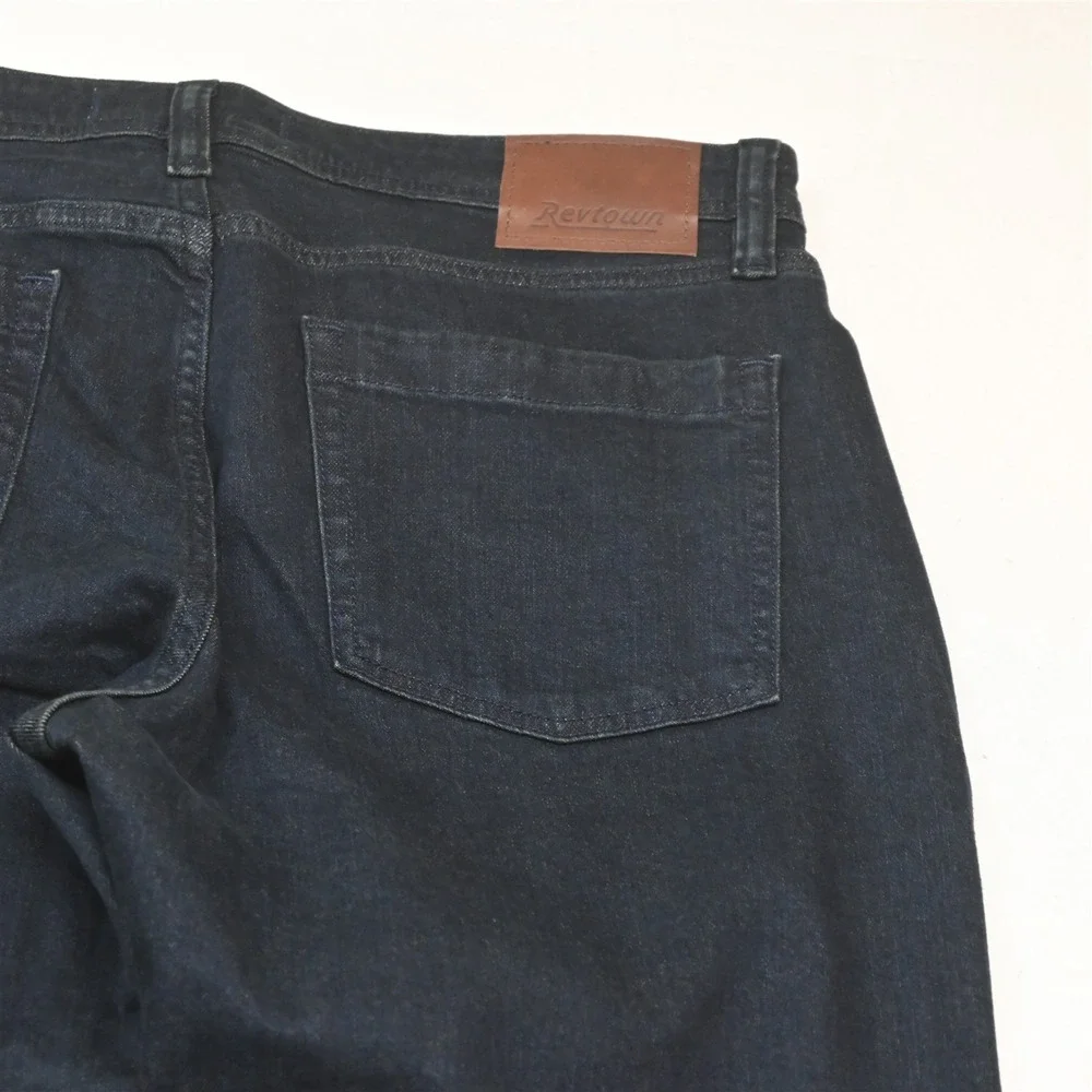 Revtown 36x32 Dark Rinse Stretch Denim Automatic Relaxed Mens Jeans